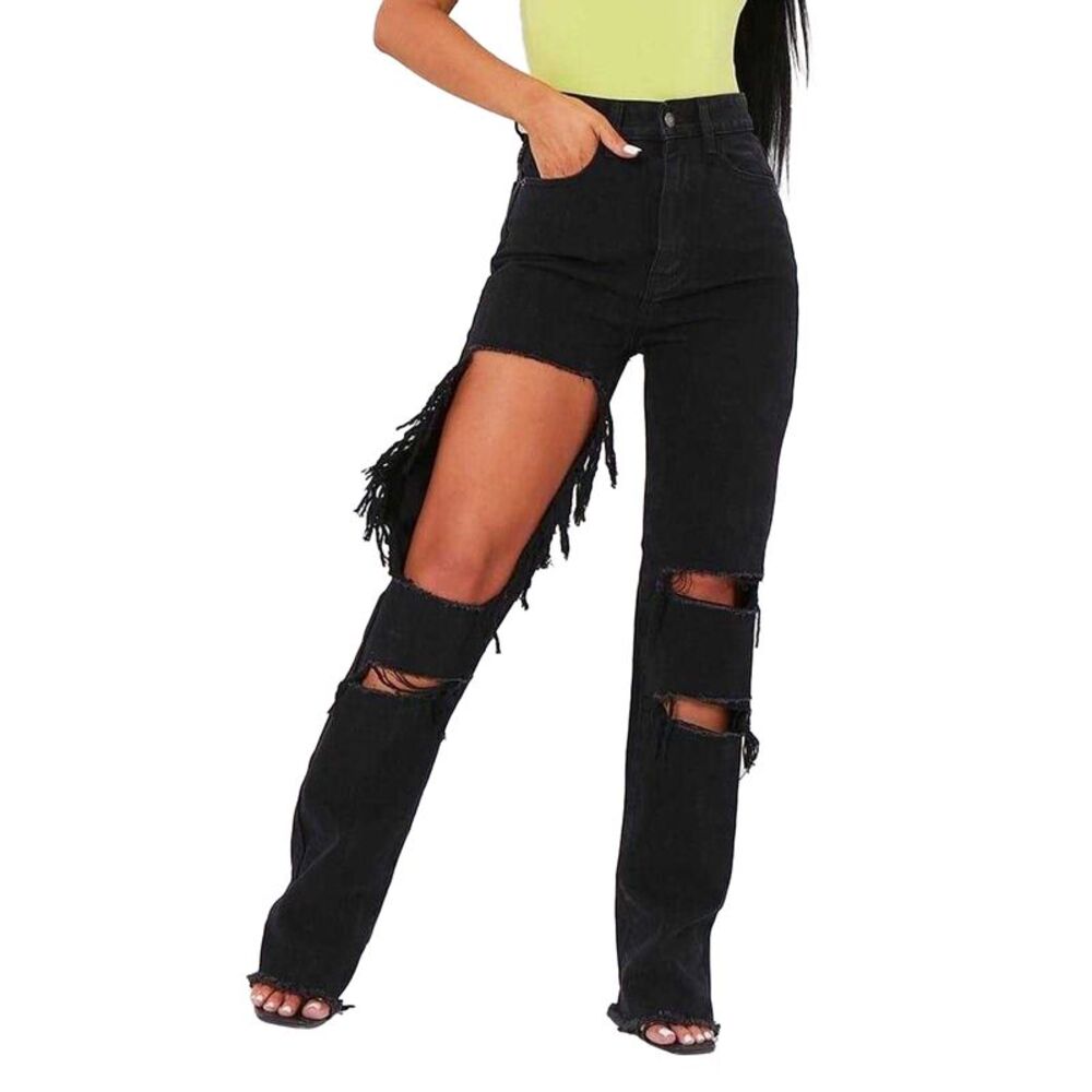 Missy Empire Womens/Ladies Denim Cut Out Jeans / Black